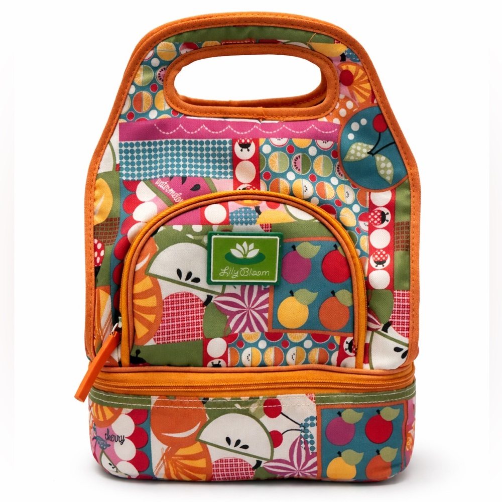 Lily Bloom Colorful Patchwork Lunch Tote / Mini Backpack Bag – Dual Compartment